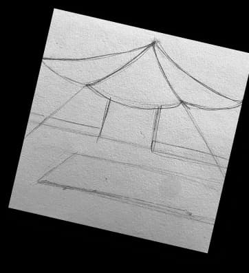 hand drawing of a refuge tent